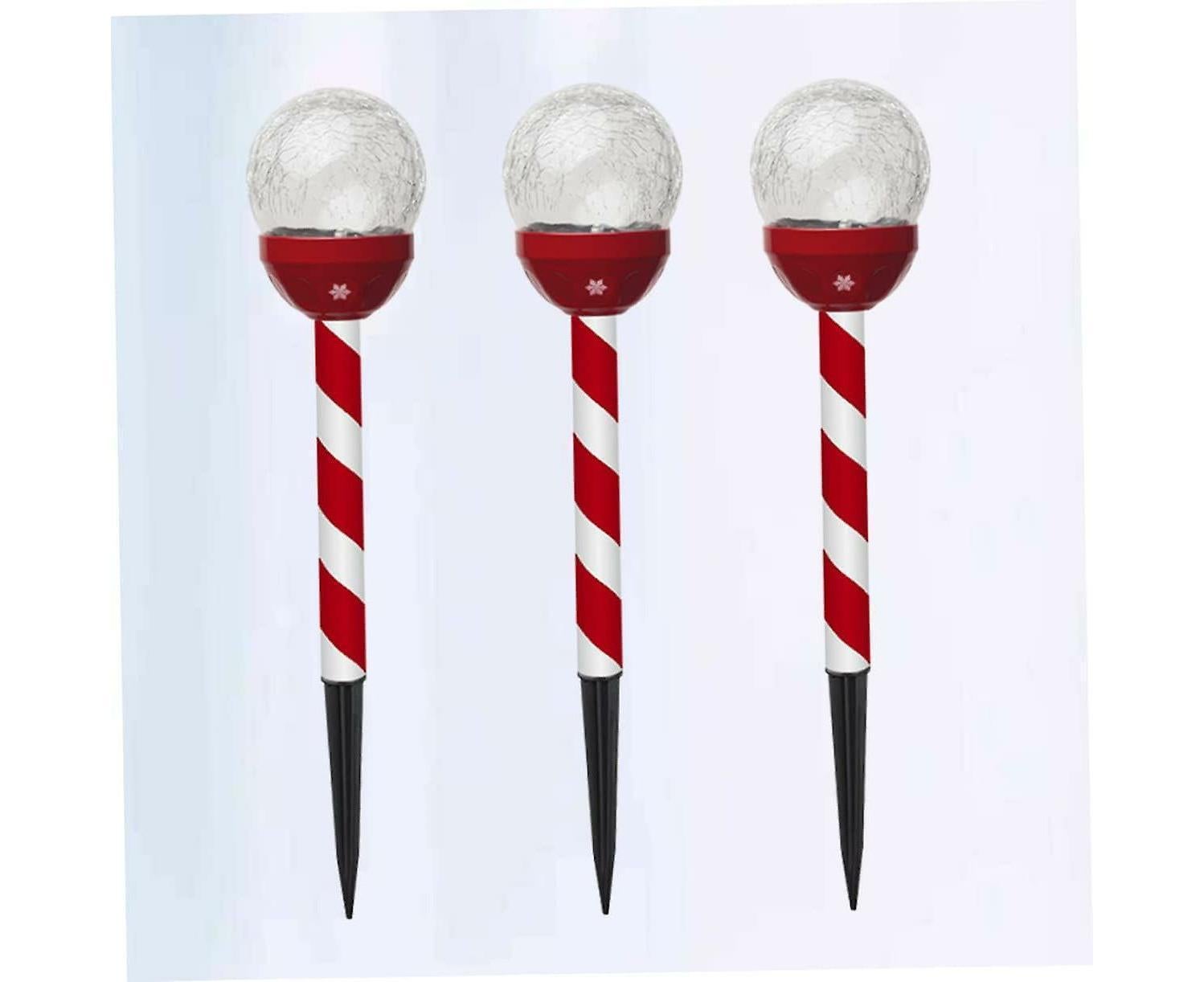 3 Pcs Christmas Solar Candy Lights Candy Cane Lights Outdoor Candy Pathway Markers adornos navideos para Exterior Landscape spotlights Blin - Image 2