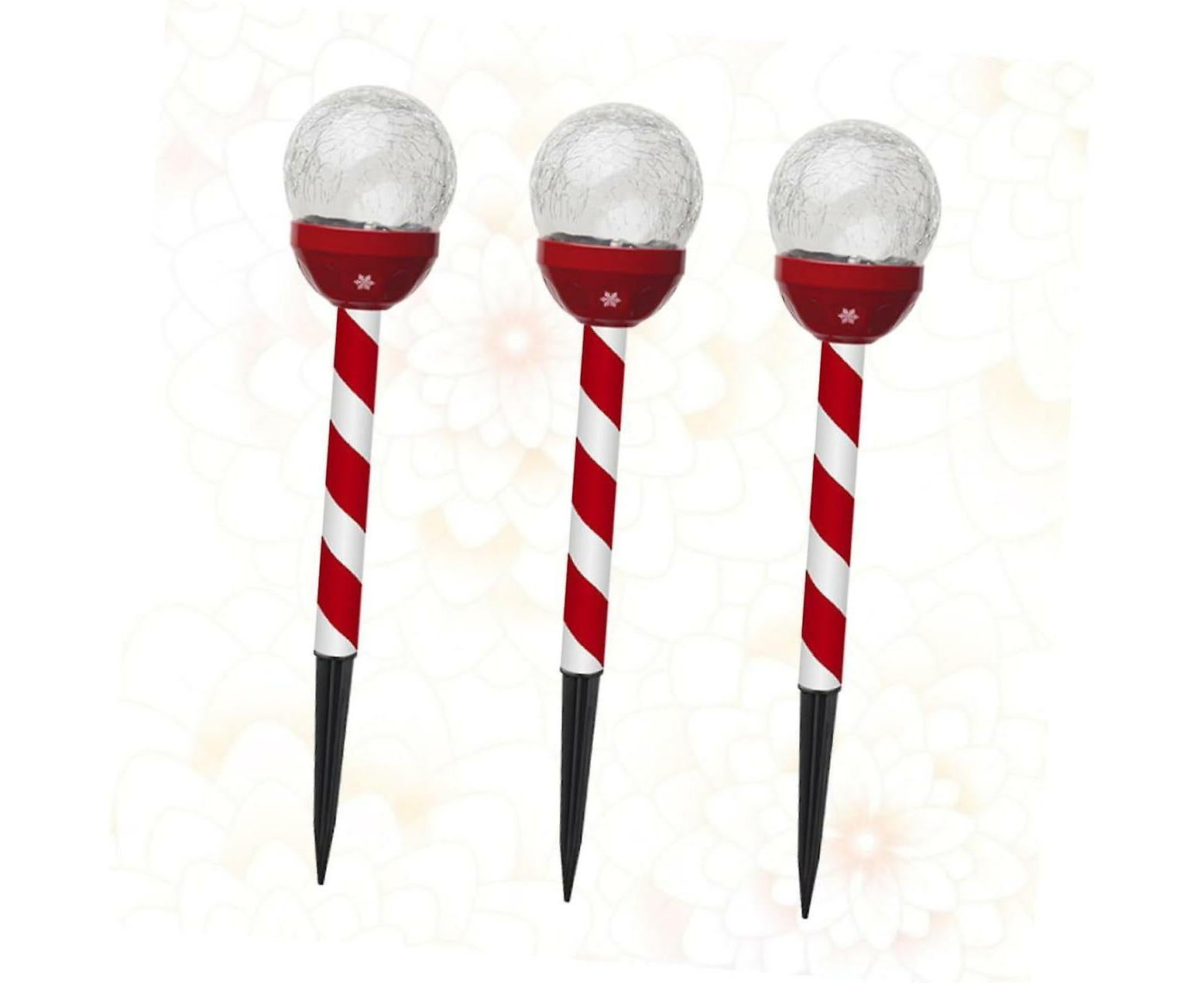 3 Pcs Christmas Solar Candy Lights Candy Cane Lights Outdoor Candy Pathway Markers adornos navideos para Exterior Landscape spotlights Blin - Image 3