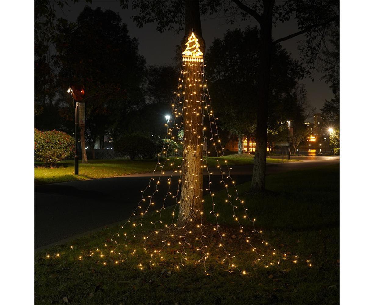 350 LED Solar Waterfall String Light Fairy Xmas Tree Hanging Decor Outdoor - Warm White - Image 1