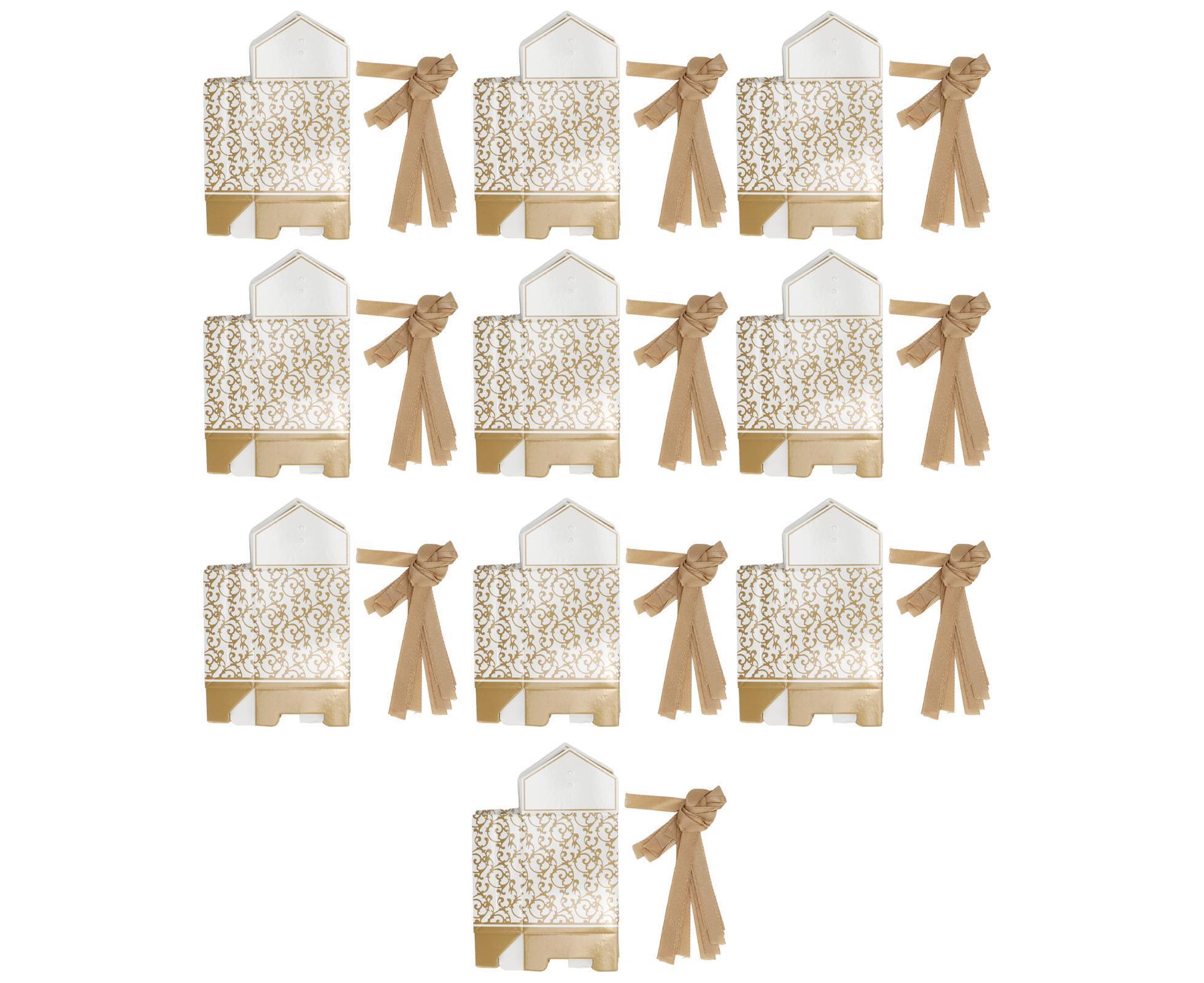 40 Sets Gift Bag Exquisite Unique Golden Pattern Bow Small Gift Box Decoration For Wedding Birthday Party Festival - Image 1