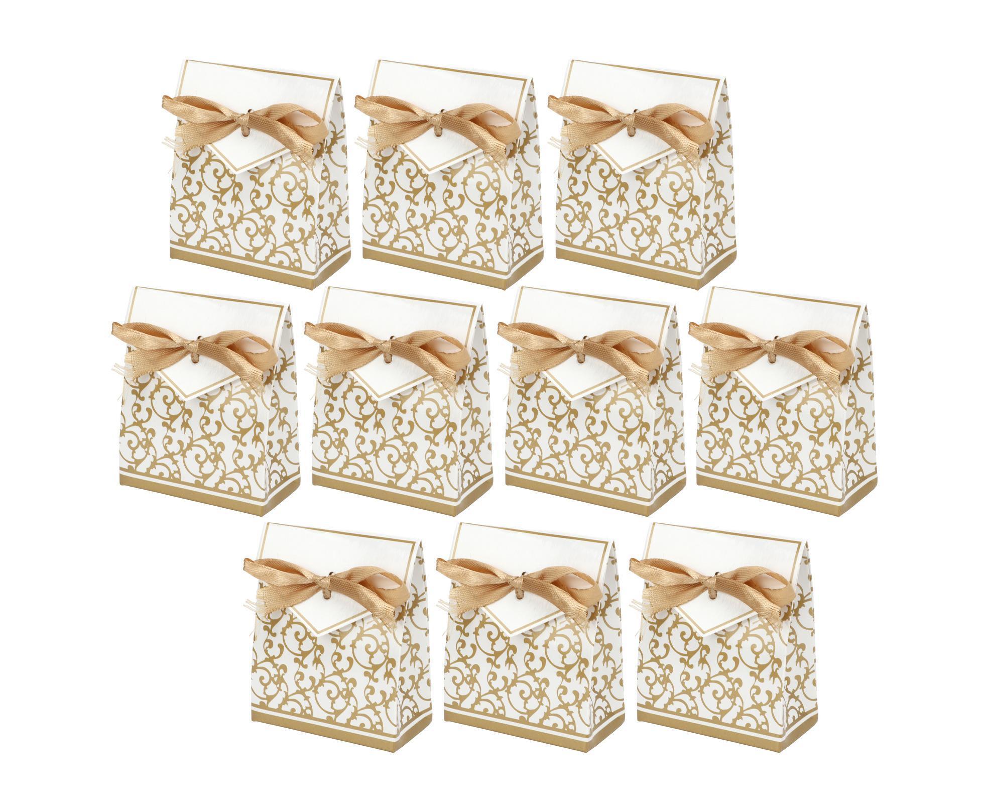 40 Sets Gift Bag Exquisite Unique Golden Pattern Bow Small Gift Box Decoration For Wedding Birthday Party Festival - Image 2