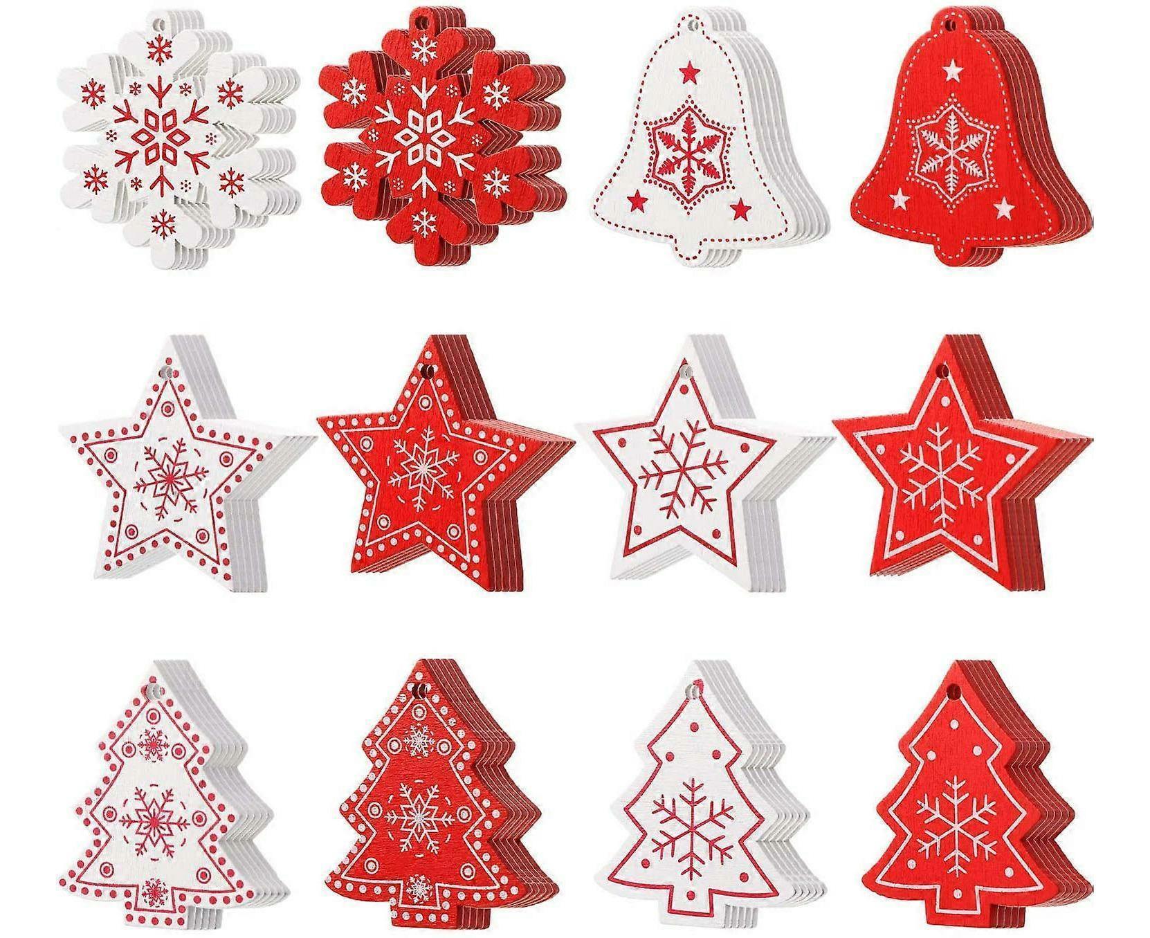 60 Pcs Christmas Wood Hanging Ornaments Wood Slices Christmas Tree Decoration for Party Christmas Tree Decoration - Image 2