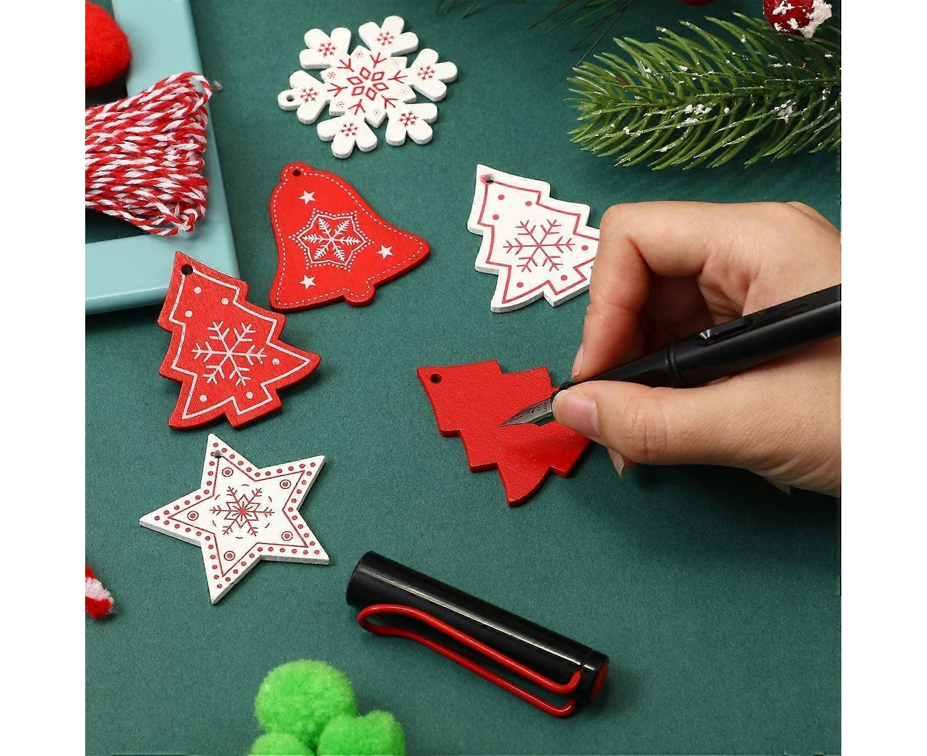 60 Pcs Christmas Wood Hanging Ornaments Wood Slices Christmas Tree Decoration for Party Christmas Tree Decoration - Image 3