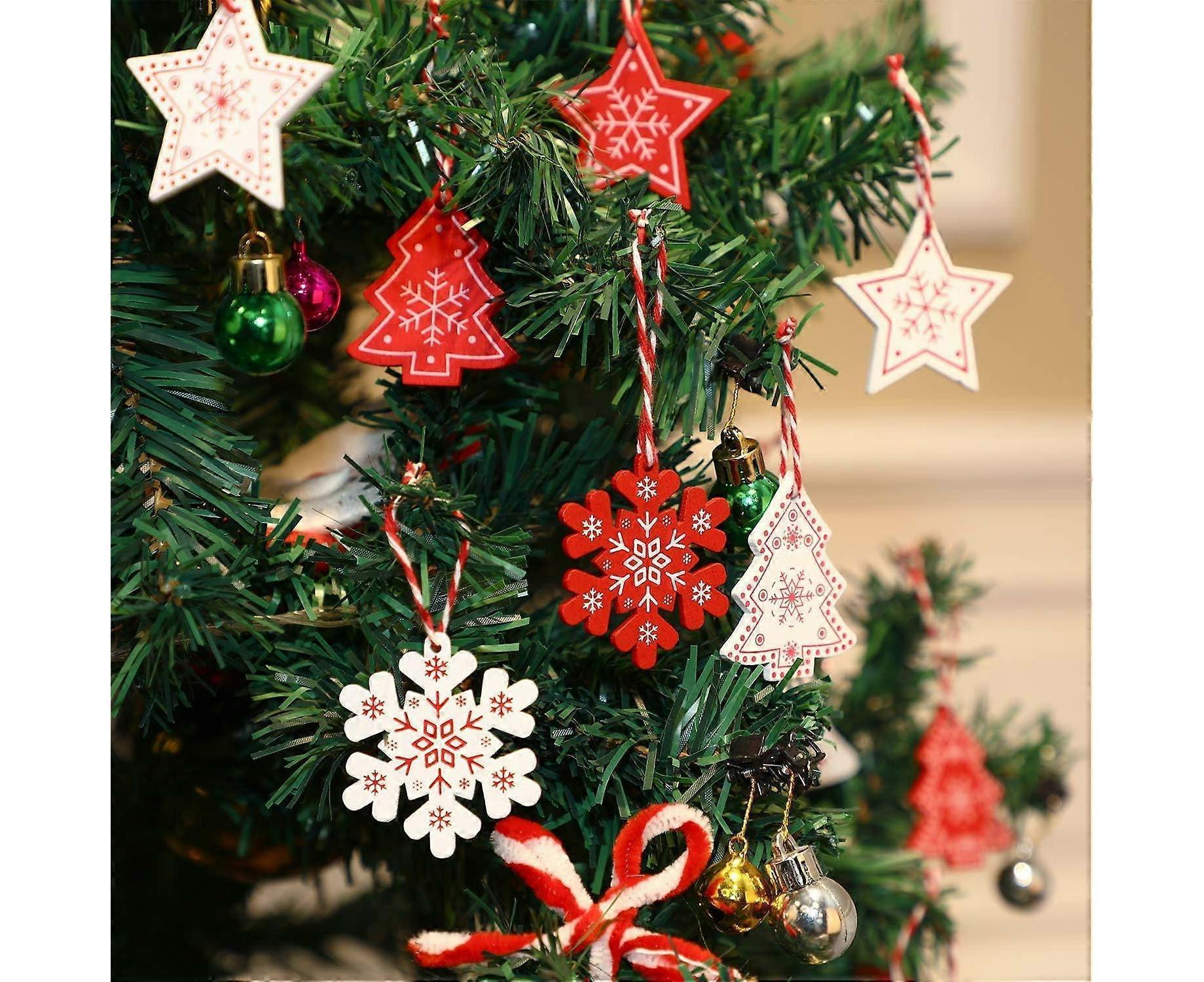 60 Pcs Christmas Wood Hanging Ornaments Wood Slices Christmas Tree Decoration for Party Christmas Tree Decoration - Image 4