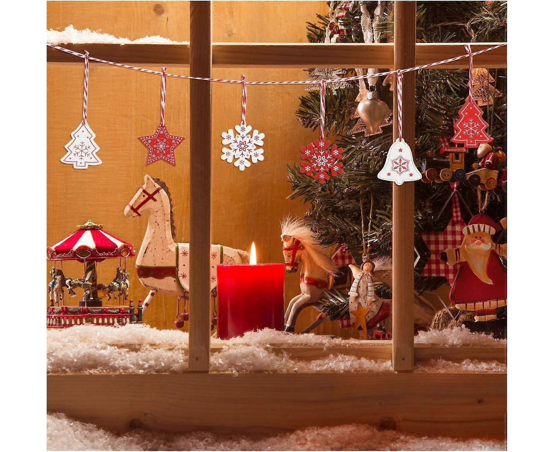 60 Pcs Christmas Wood Hanging Ornaments Wood Slices Christmas Tree Decoration for Party Christmas Tree Decoration - Image 5