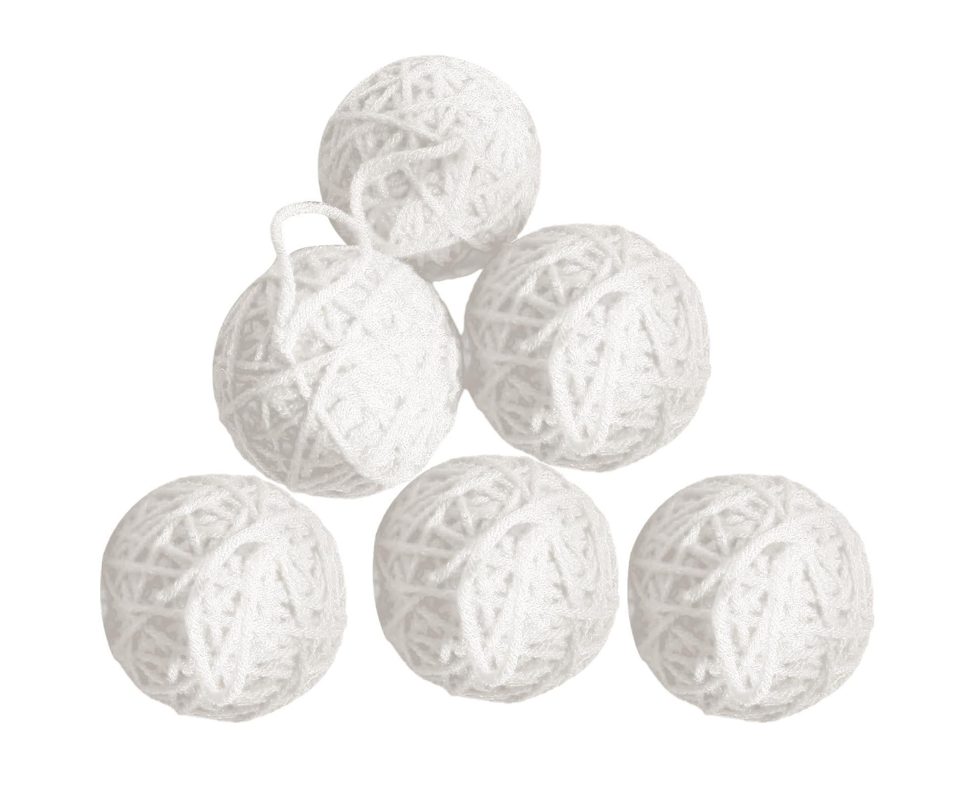 6Pcs Christmas Ball Ornament Handmade Soft Texture Decorate Foam Floral Bouquet Wool Winding Ball for Christmas - White - Image 1