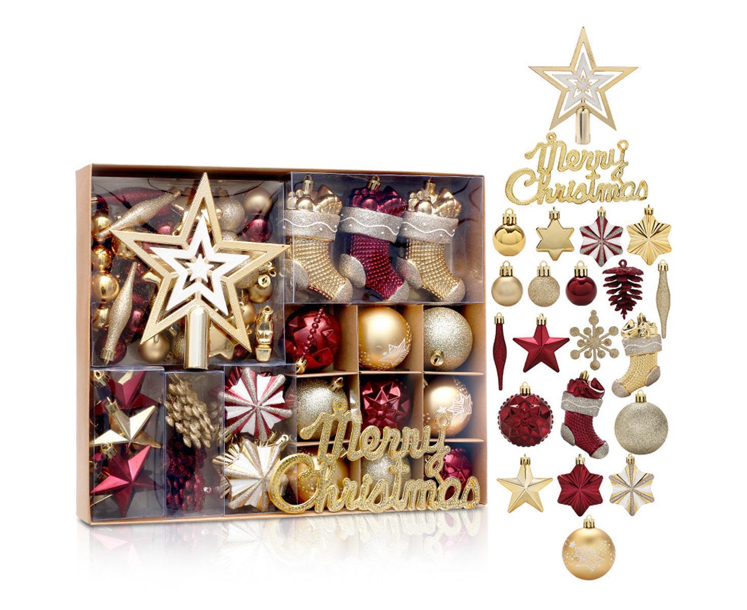 70pcs Red Gold Christmas OrnamentsShatterproof Christmas Tree Balls Set Plastic Xmas Ornaments for Holiday Party Wedding Christmas Tree Decorations - Image 1