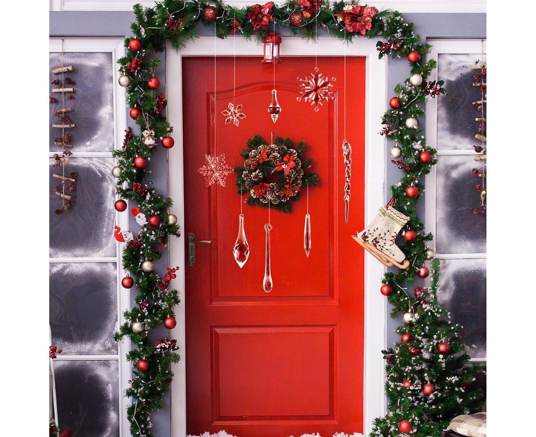 85 Pcs Christmas Decoration Acrylic Snowflake Icicles Christmas Tree Icicle Snowflake With Crystal Line Ornaments Set For Christmas Party Decorations - Image 4