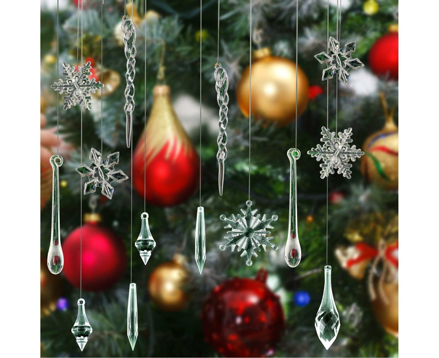 85 Pcs Christmas Decoration Acrylic Snowflake Icicles Christmas Tree Icicle Snowflake With Crystal Line Ornaments Set For Christmas Party Decorations - Image 5