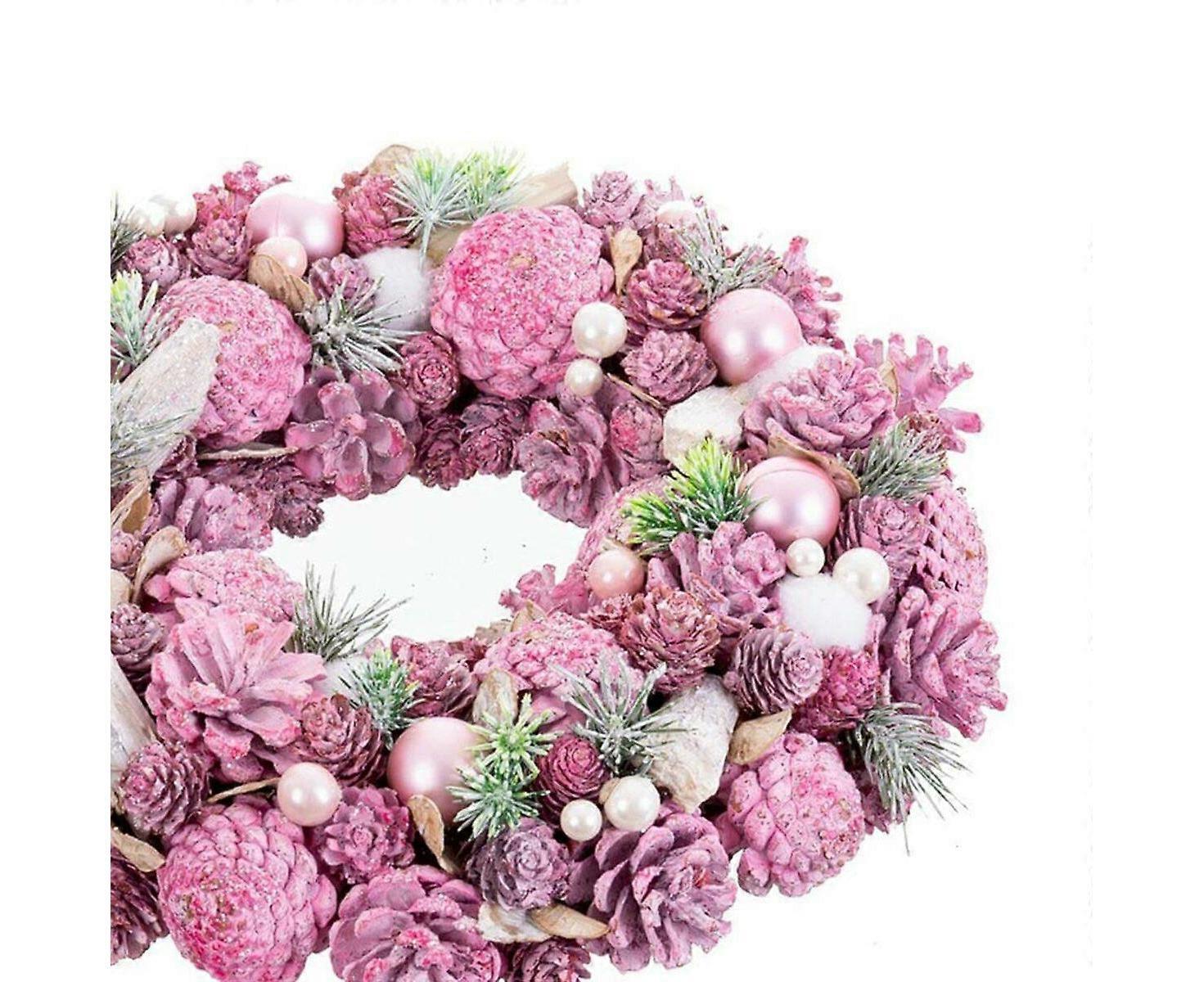 Advent wreathe pink multicolour plastic foam 34 x 34 x 8.5cm - Image 2
