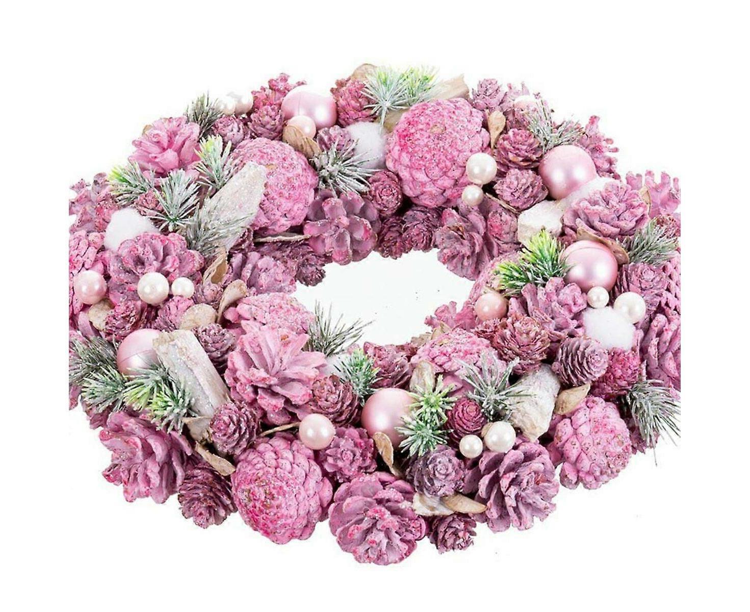 Advent wreathe pink multicolour plastic foam 34 x 34 x 8.5cm - Image 3