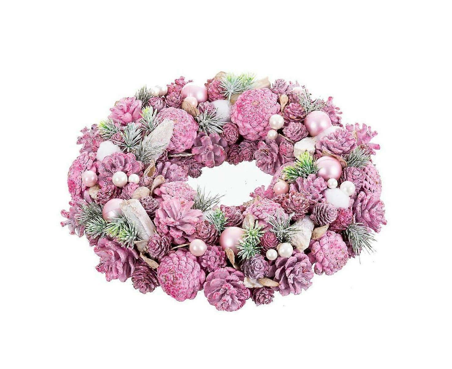 Advent wreathe pink multicolour plastic foam 34 x 34 x 8.5cm - Image 4