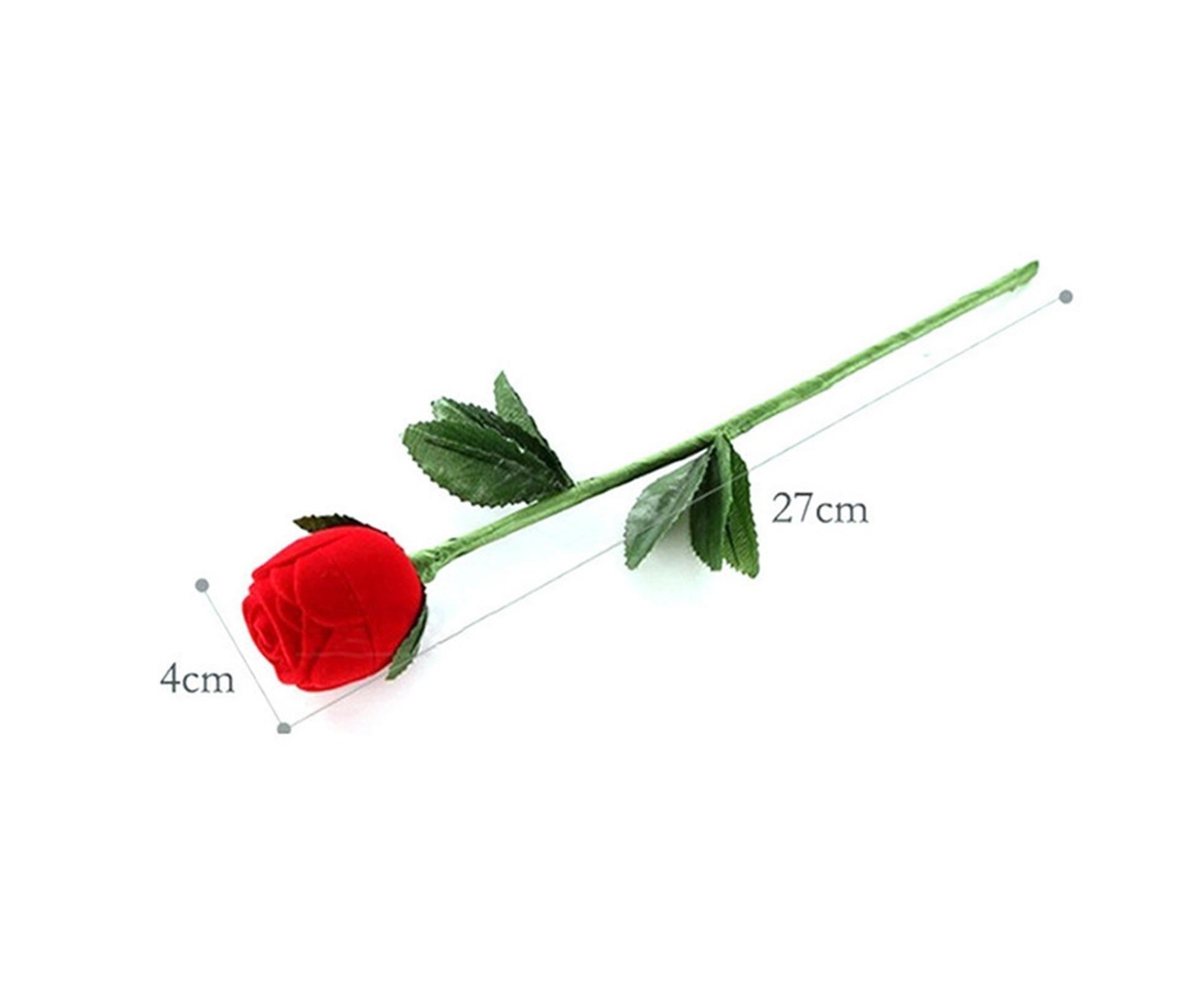 Beautiful Rose Shape Ring Box Romantic Decorative Fabric Ring Display Case Wedding Supplies - Red - Image 6