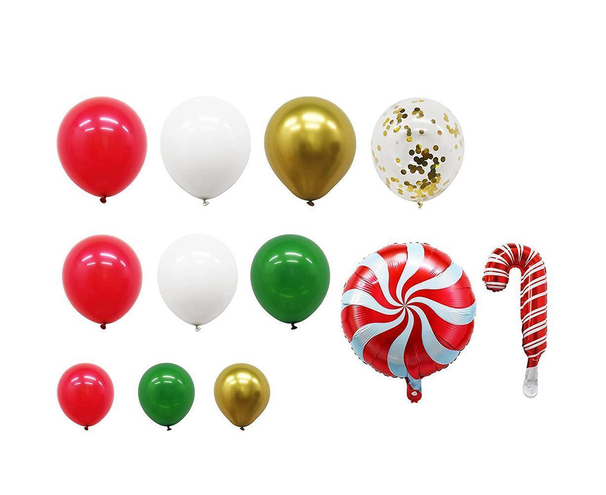 Christmas Balloons Garland Arch Kit - Red Green Gold Confetti Candy Balloons for Xmas Party Decor Variant Size Value 102pcs - Image 1