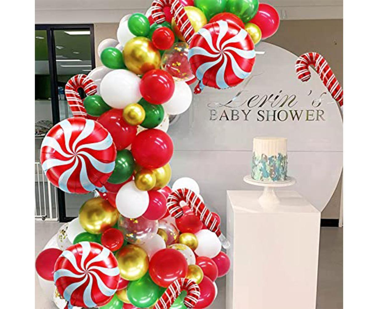 Christmas Balloons Garland Arch Kit - Red Green Gold Confetti Candy Balloons for Xmas Party Decor Variant Size Value 102pcs - Image 3