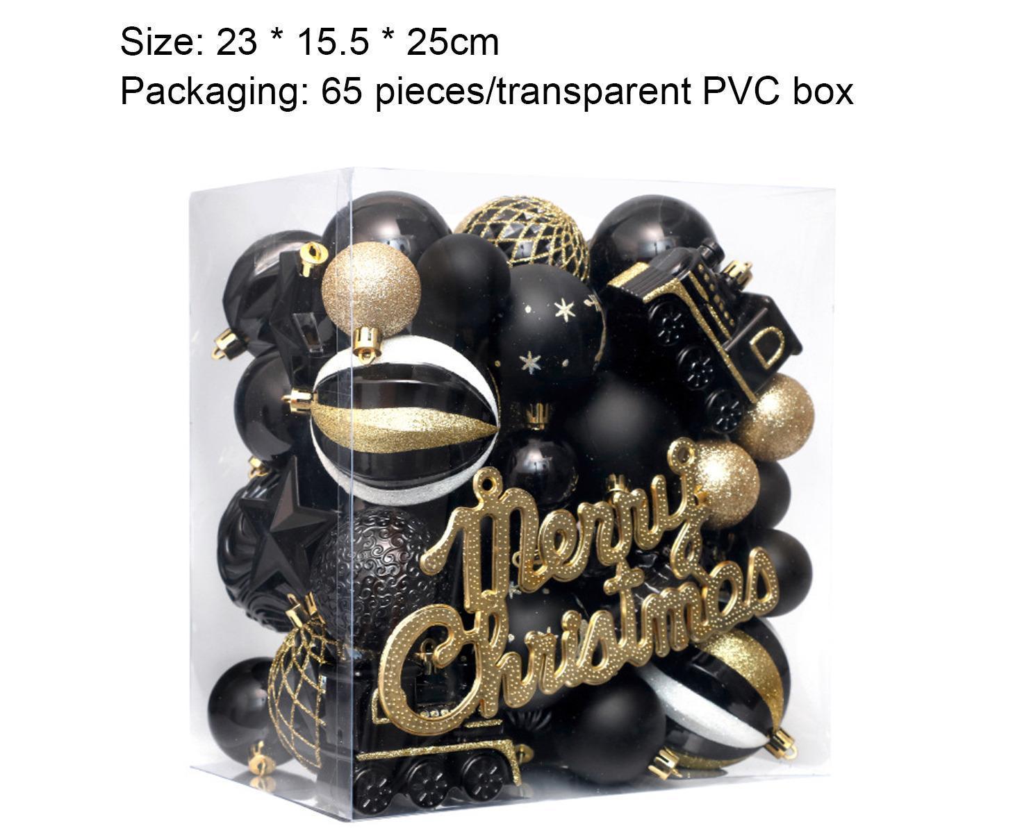 Christmas Balls Ornaments 65PCS Shatterproof Festive Wedding Hanging Ornaments Christmas Tree Decoration,Black gold - Image 2