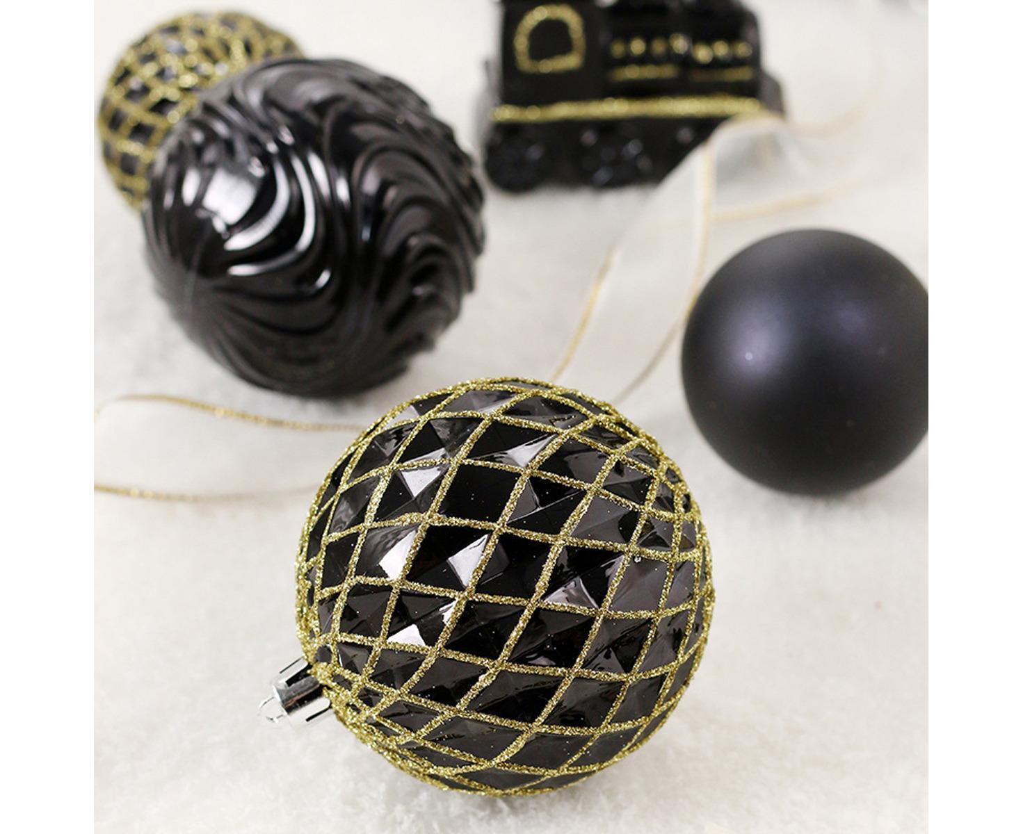 Christmas Balls Ornaments 65PCS Shatterproof Festive Wedding Hanging Ornaments Christmas Tree Decoration,Black gold - Image 4