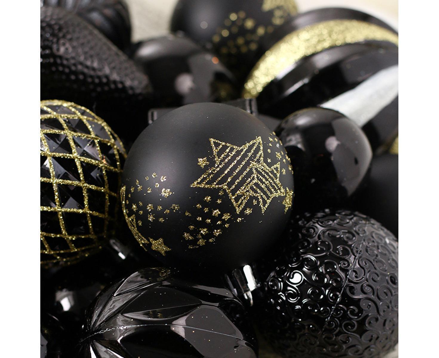 Christmas Balls Ornaments 65PCS Shatterproof Festive Wedding Hanging Ornaments Christmas Tree Decoration,Black gold - Image 5