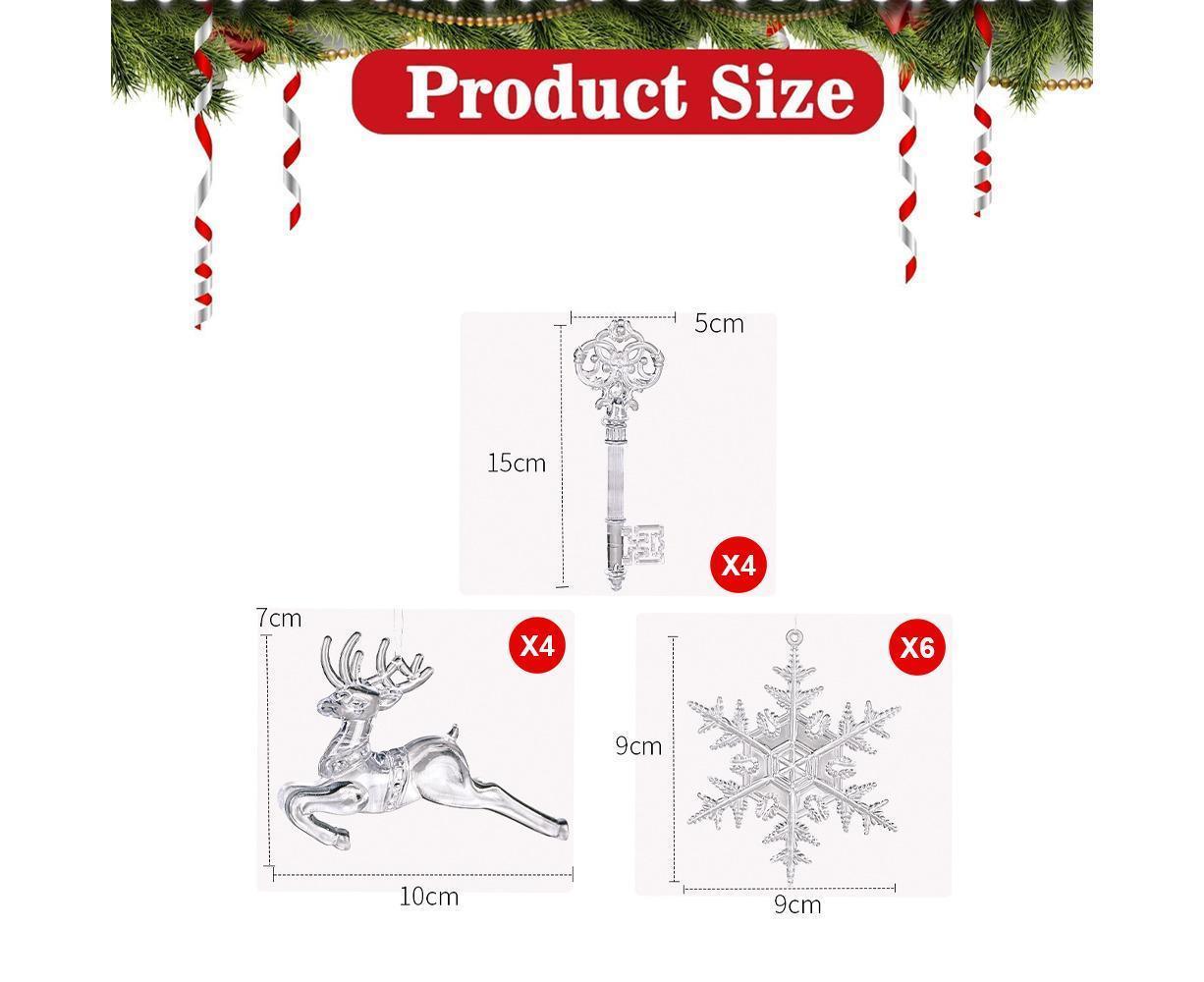 Christmas Decorations Ornaments Set,Clear Icicle Drops Hanging Christmas Tree Decorations Pendants For Xmas New Year Party - Image 2