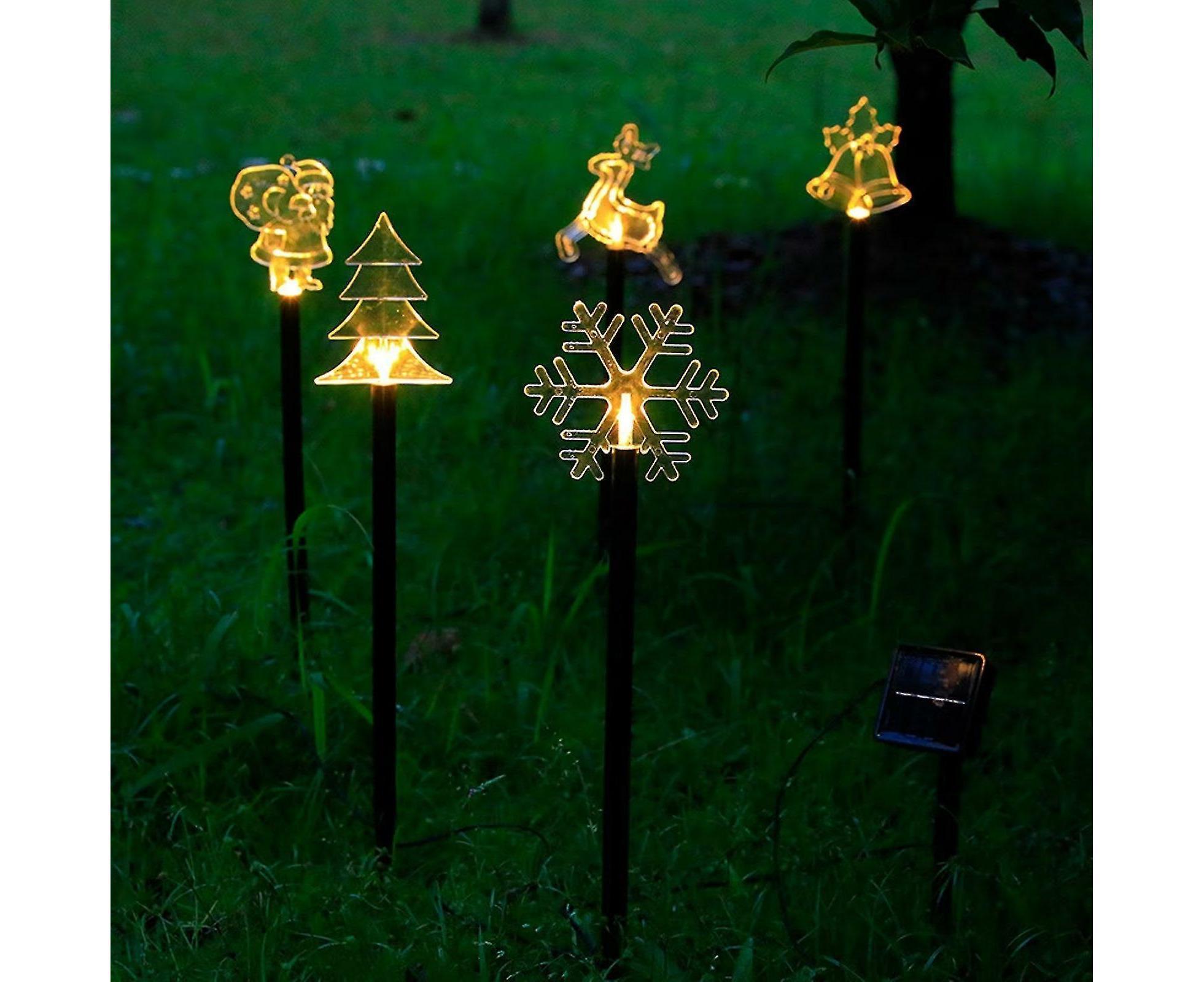 Christmas Garden Stake Lights 5x Solar Snowflake Star Christmas Tree Led Xmas Light Pathway Outdoor Christmas Combination - Image 1