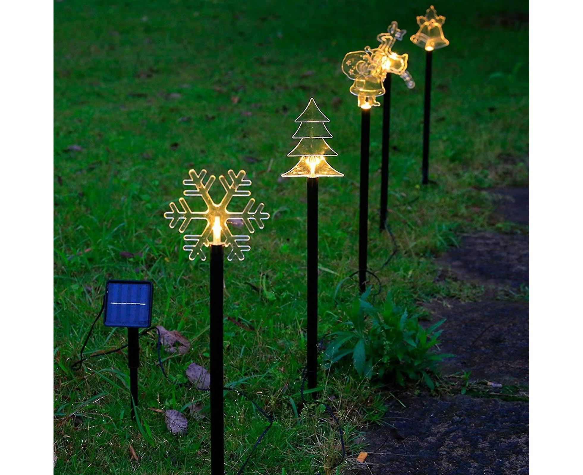 Christmas Garden Stake Lights 5x Solar Snowflake Star Christmas Tree Led Xmas Light Pathway Outdoor Christmas Combination - Image 3