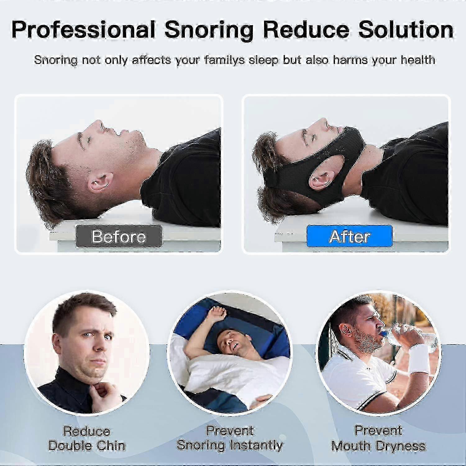 Anti Snore Chin Strap [upgraded 2023], Vosaro Snoring Solution Effective Anti Snore Device, Adjustable And Breathable Stop Snoring Head Band For Men & Women - Image 4