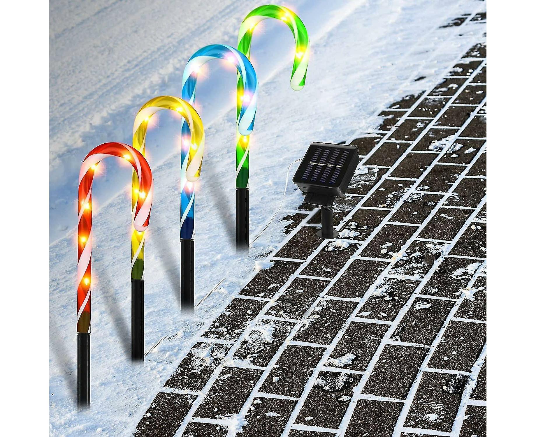 Christmas Solar Candy Cane Lights Candy Cane Pathway Markers Lights Set Of Xmas Led Yard Lawn Indoor Outdoor Decoration Lights For House Path Walkway - Image 1