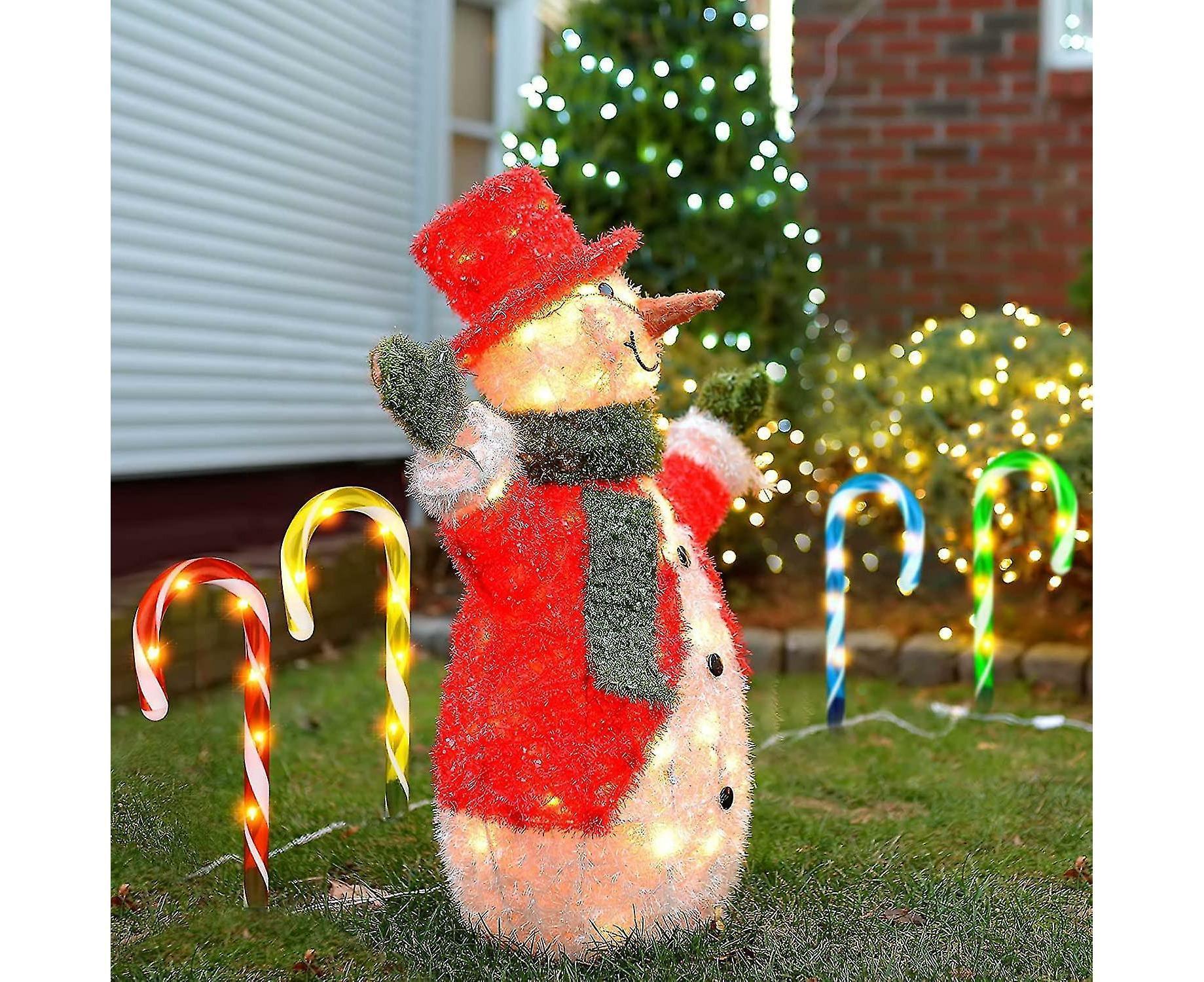 Christmas Solar Candy Cane Lights Candy Cane Pathway Markers Lights Set Of Xmas Led Yard Lawn Indoor Outdoor Decoration Lights For House Path Walkway - Image 5