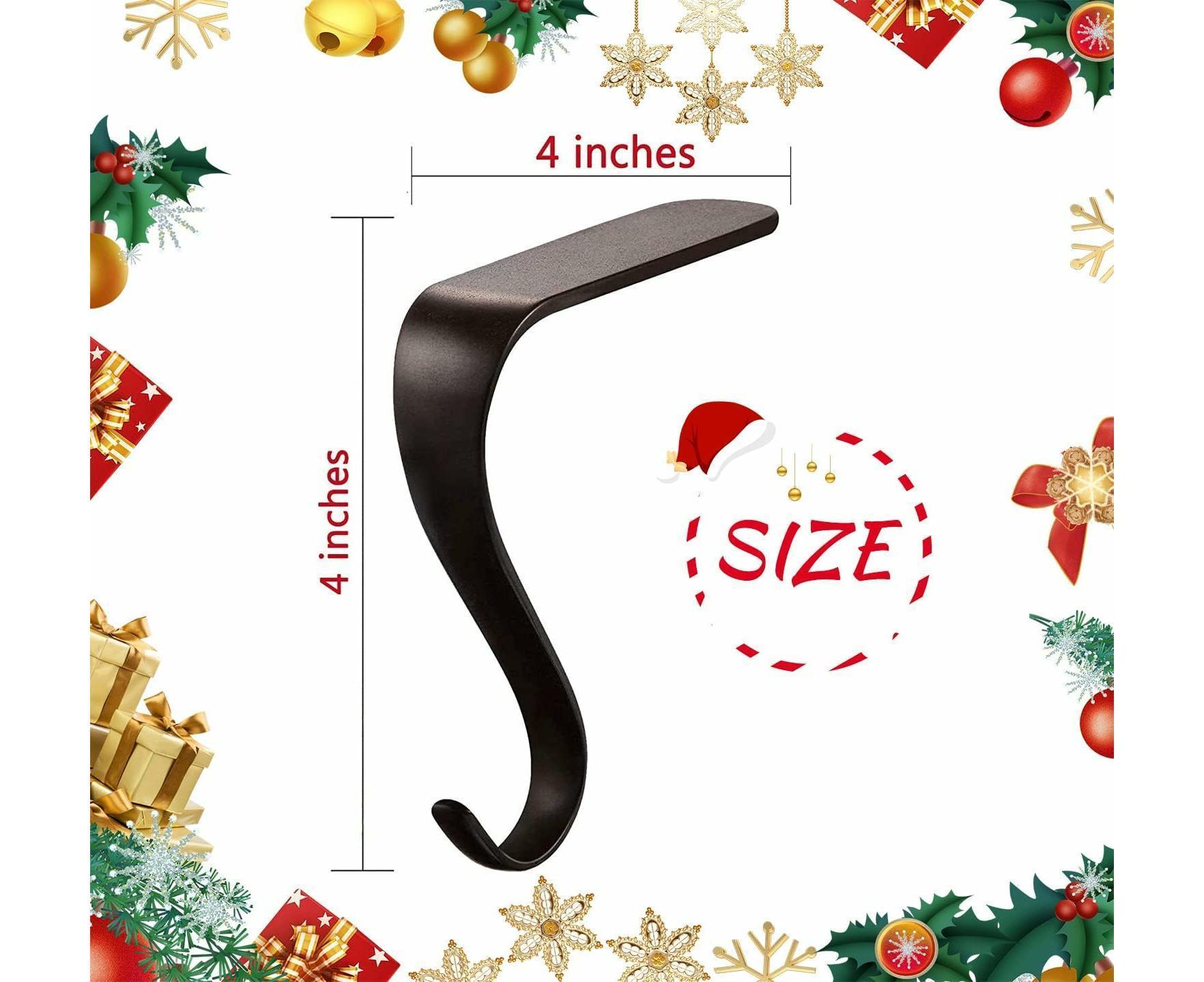 Christmas Stocking Holders Metal Fireplace Stocking Hook Garland Mantle Hook For Christmas Decoration (4 Pack) - Image 2