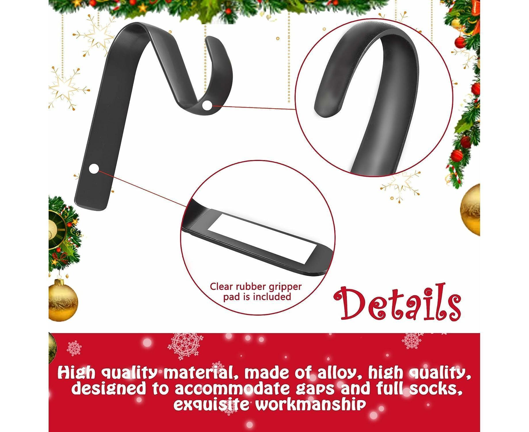 Christmas Stocking Holders Metal Fireplace Stocking Hook Garland Mantle Hook For Christmas Decoration (4 Pack) - Image 3