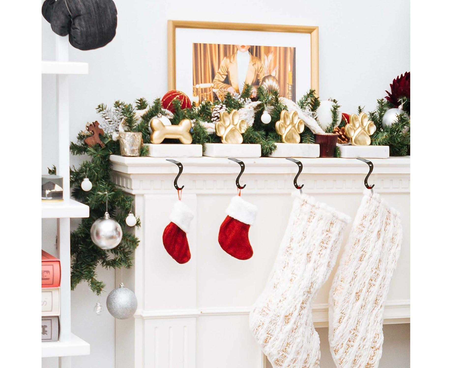Christmas Stocking Holders Metal Fireplace Stocking Hook Garland Mantle Hook For Christmas Decoration (4 Pack) - Image 5