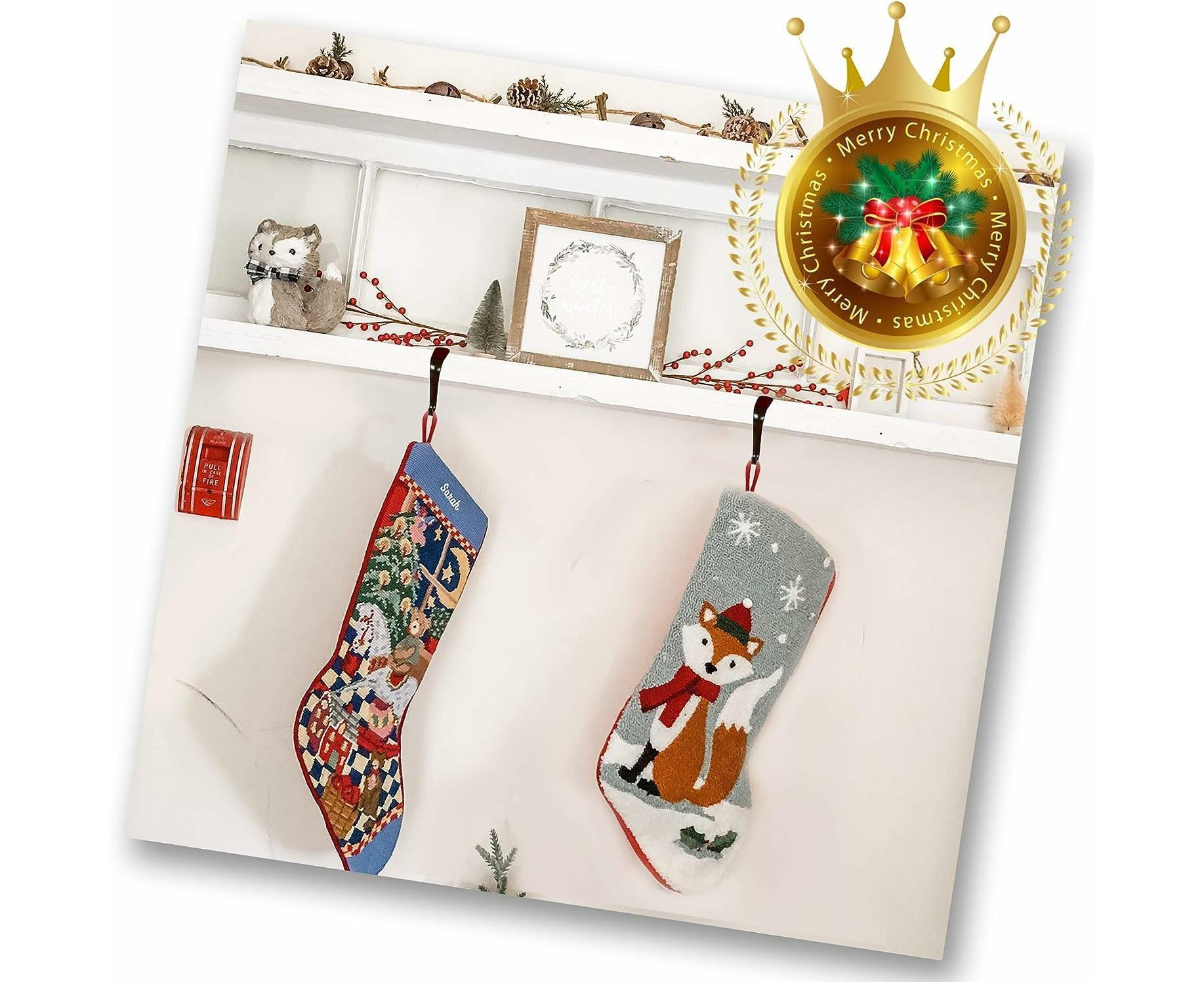 Christmas Stocking Holders Metal Fireplace Stocking Hook Garland Mantle Hook For Christmas Decoration (4 Pack) - Image 7