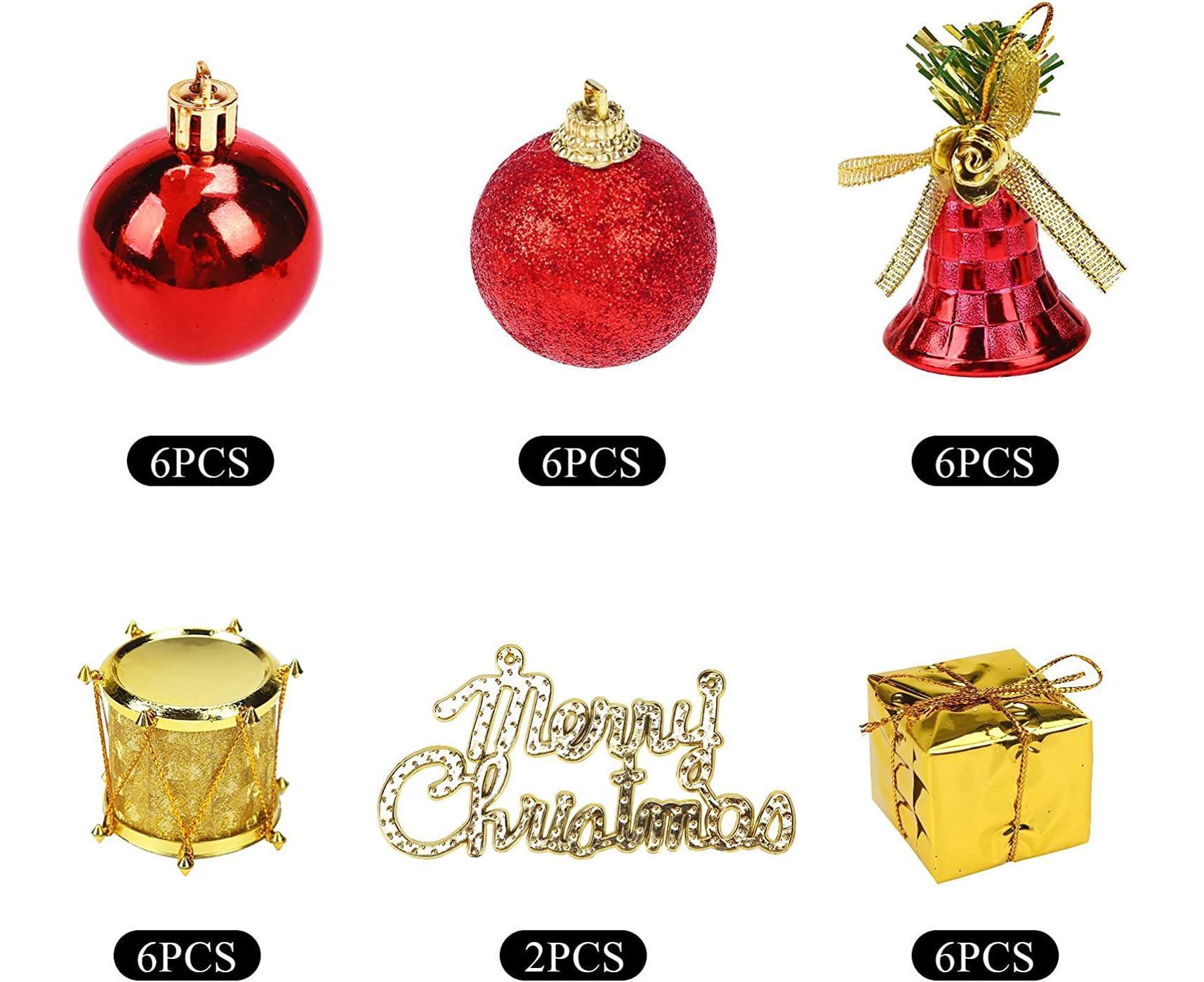Christmas Tree Ornaments Set, 32PCS Mini Christmas Red and Gold Ball Ornaments Decoration for Christmas Trees - Image 2