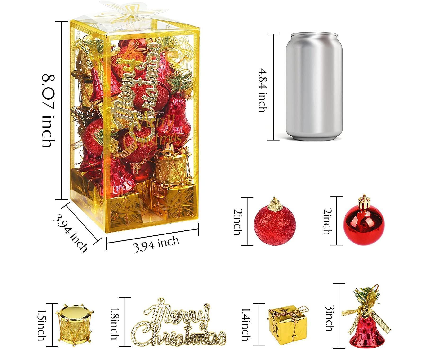 Christmas Tree Ornaments Set, 32PCS Mini Christmas Red and Gold Ball Ornaments Decoration for Christmas Trees - Image 3