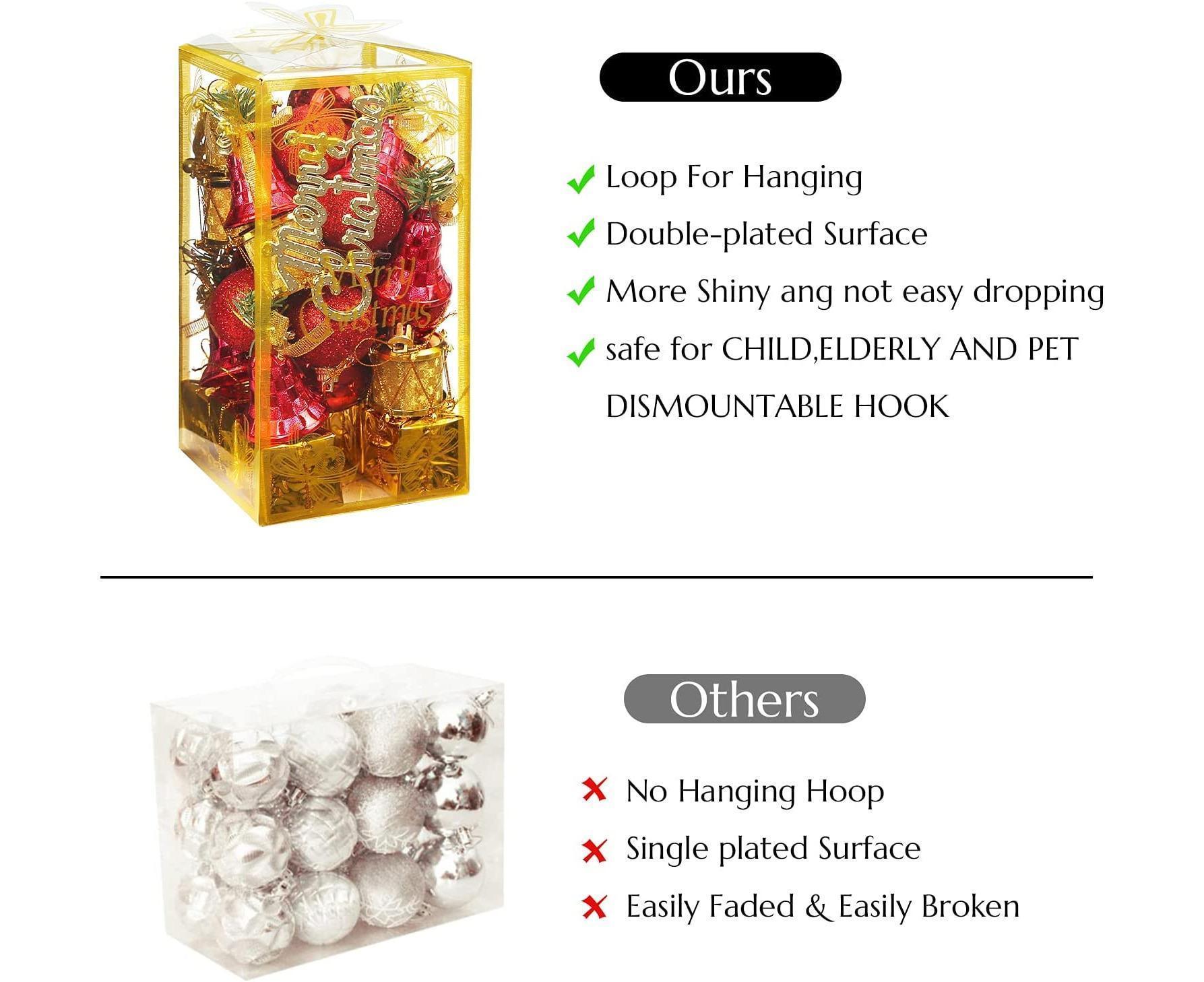 Christmas Tree Ornaments Set, 32PCS Mini Christmas Red and Gold Ball Ornaments Decoration for Christmas Trees - Image 4