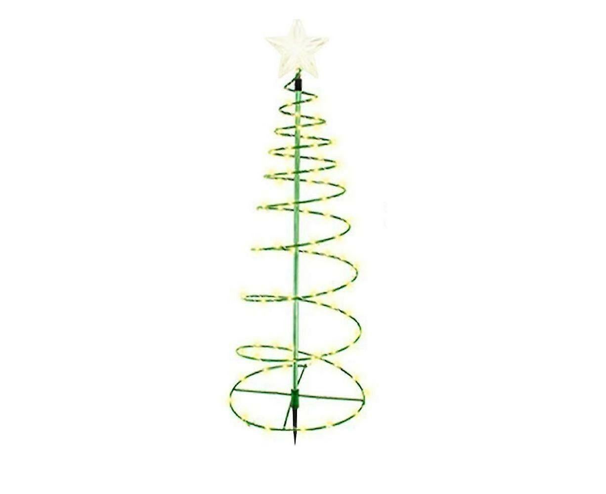 Christmas Tree Solar Stake Lights Spiral Christmas Tree Solar Stake Lights Outdoor Decorative Outdoor Yellow - Image 1