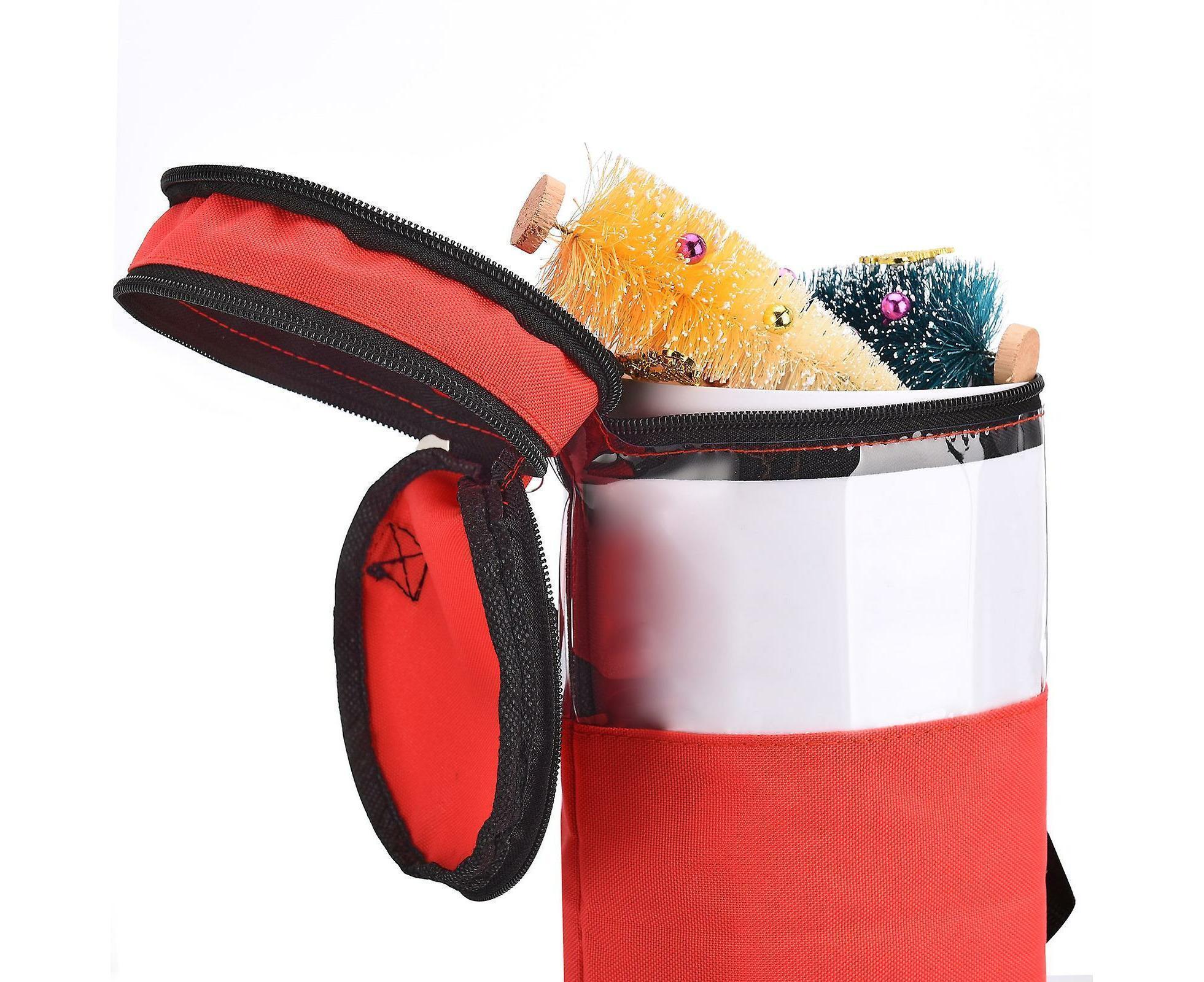 Christmas tree storage bag gift wrapping paper storage bag Christmas cylindrical storage bag Red - Image 4