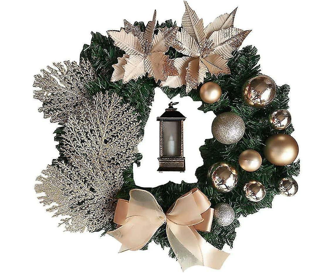Christmas Wreath Artificial Flowers Champagne 25cm Christmas Wreaths Christmas Fireplace Wreath For Christmas Decor - Image 1