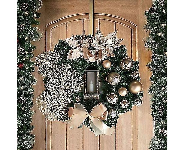 Christmas Wreath Artificial Flowers Champagne 25cm Christmas Wreaths Christmas Fireplace Wreath For Christmas Decor - Image 2