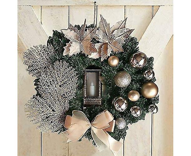Christmas Wreath Artificial Flowers Champagne 25cm Christmas Wreaths Christmas Fireplace Wreath For Christmas Decor - Image 3