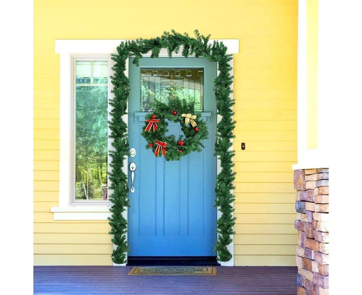 Christmas Wreath Decoration 8.9 Ft Christmas Wreath Artificial Tree Wreath, Suitable for Outdoor and Indoor Non-light Green - Image 5