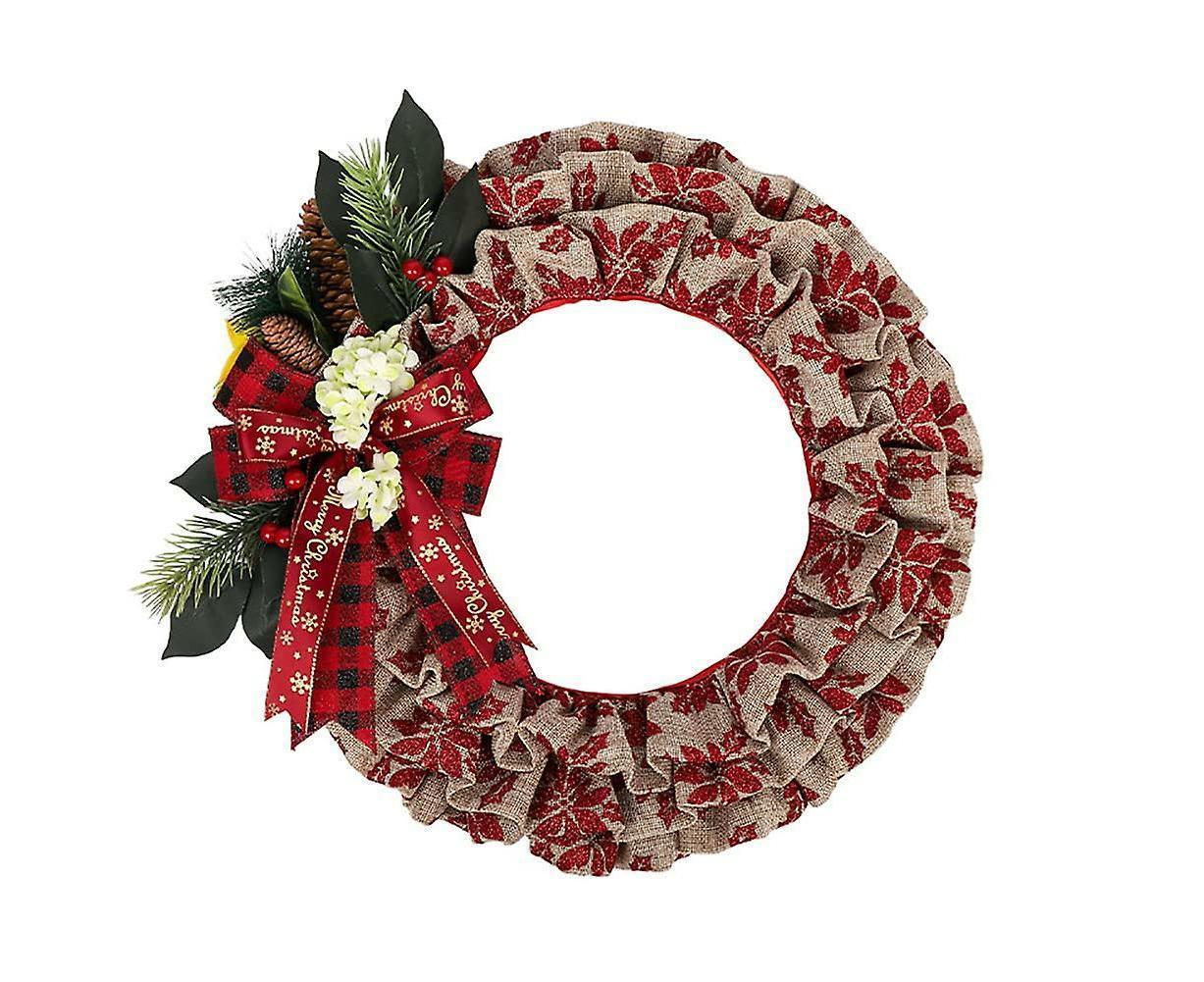 Christmas Wreath, Faux Linen Christmas Tree Wreath, Hanging Christmas Decorations, Artificial Christmas Wreath, Christmas Wreath For Front Door - Image 1