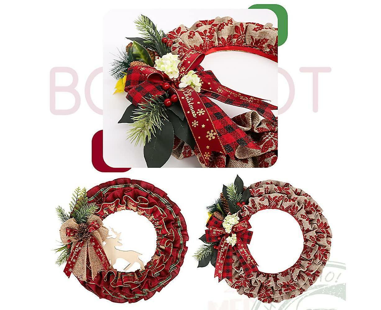Christmas Wreath, Faux Linen Christmas Tree Wreath, Hanging Christmas Decorations, Artificial Christmas Wreath, Christmas Wreath For Front Door - Image 2