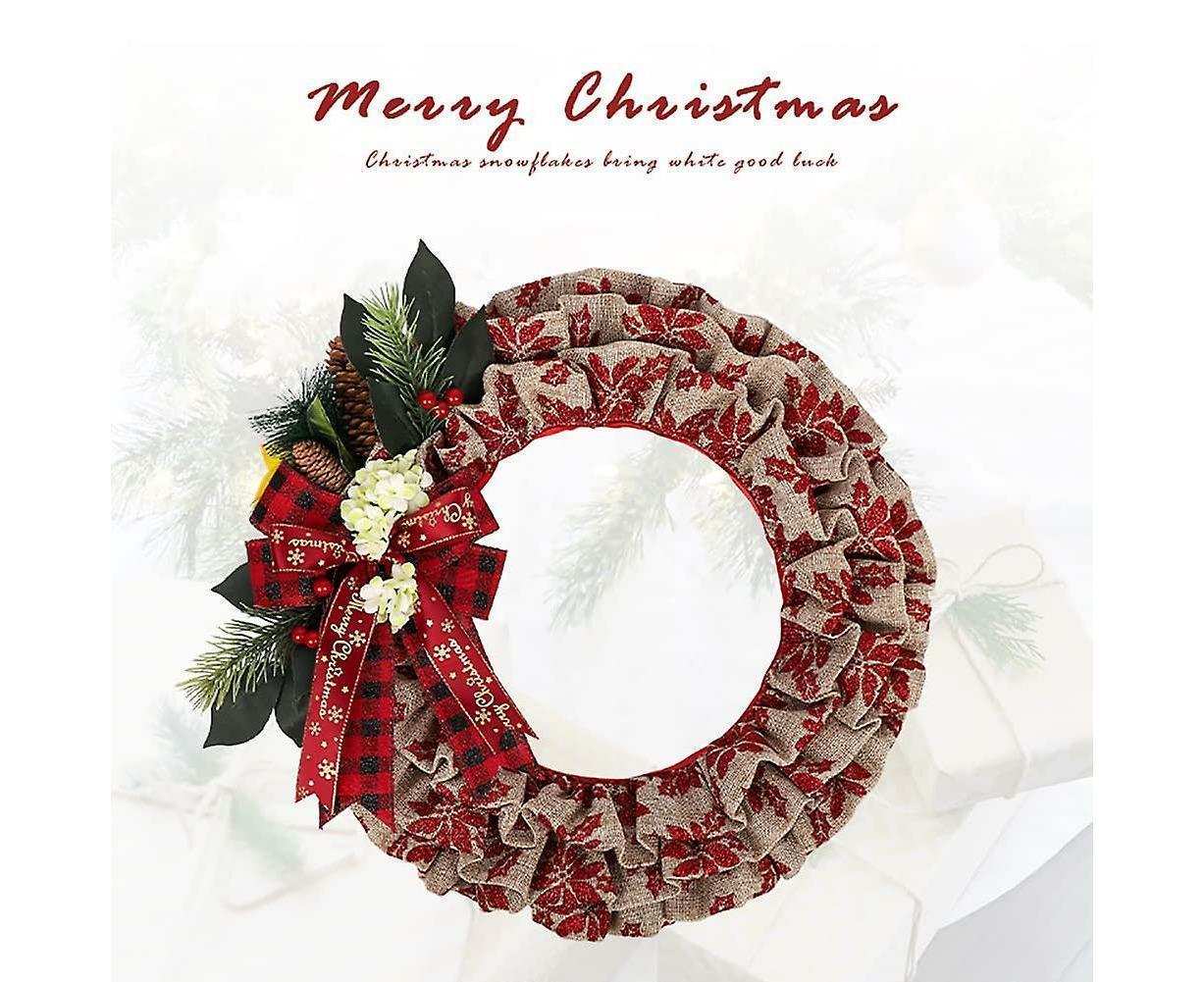 Christmas Wreath, Faux Linen Christmas Tree Wreath, Hanging Christmas Decorations, Artificial Christmas Wreath, Christmas Wreath For Front Door - Image 3