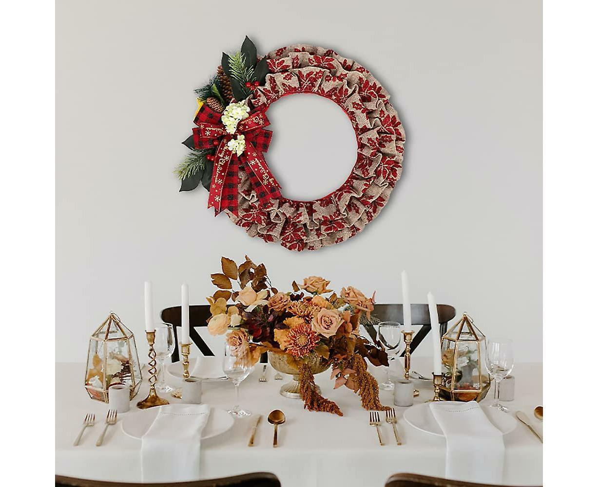Christmas Wreath, Faux Linen Christmas Tree Wreath, Hanging Christmas Decorations, Artificial Christmas Wreath, Christmas Wreath For Front Door - Image 4