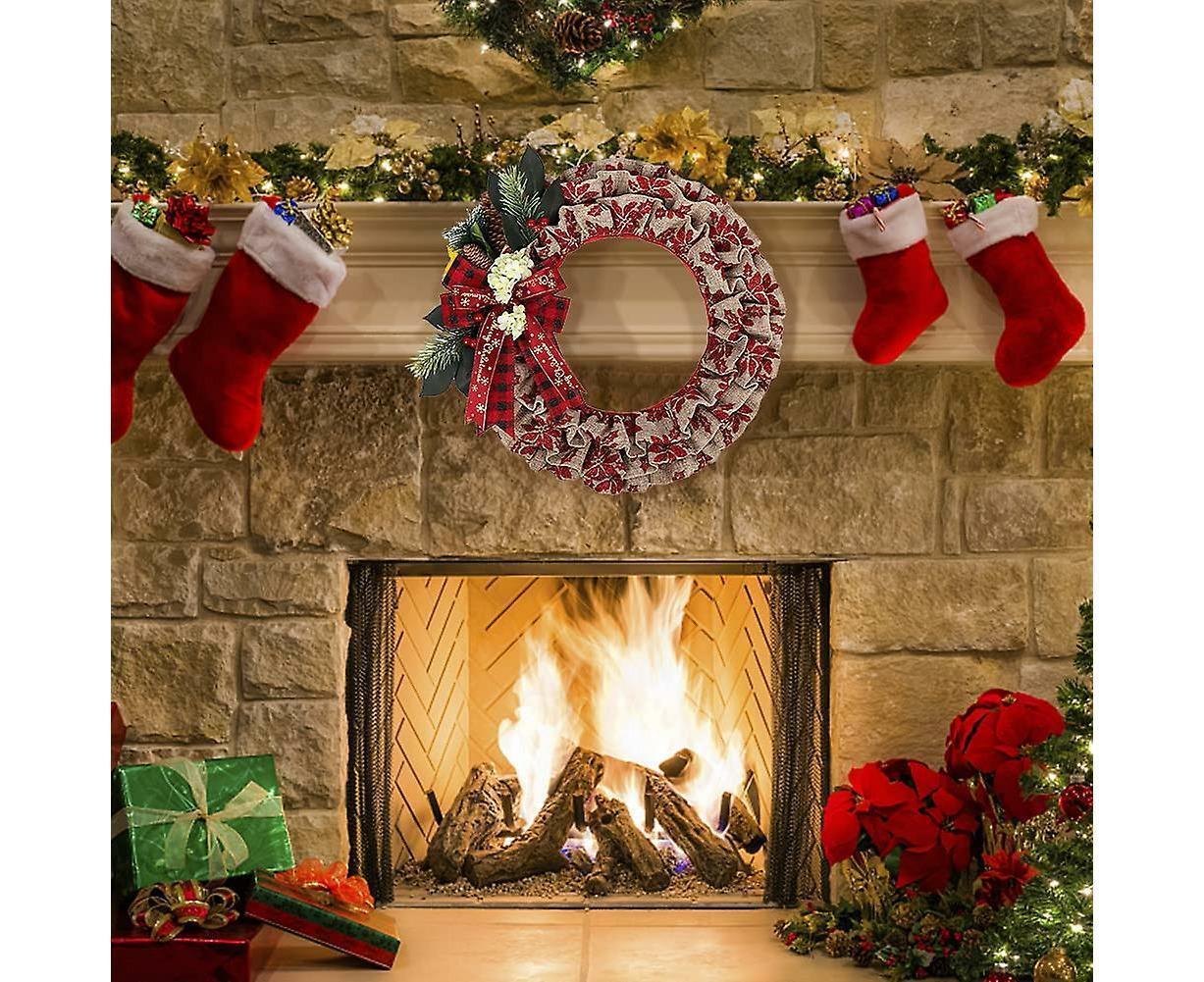 Christmas Wreath, Faux Linen Christmas Tree Wreath, Hanging Christmas Decorations, Artificial Christmas Wreath, Christmas Wreath For Front Door - Image 5