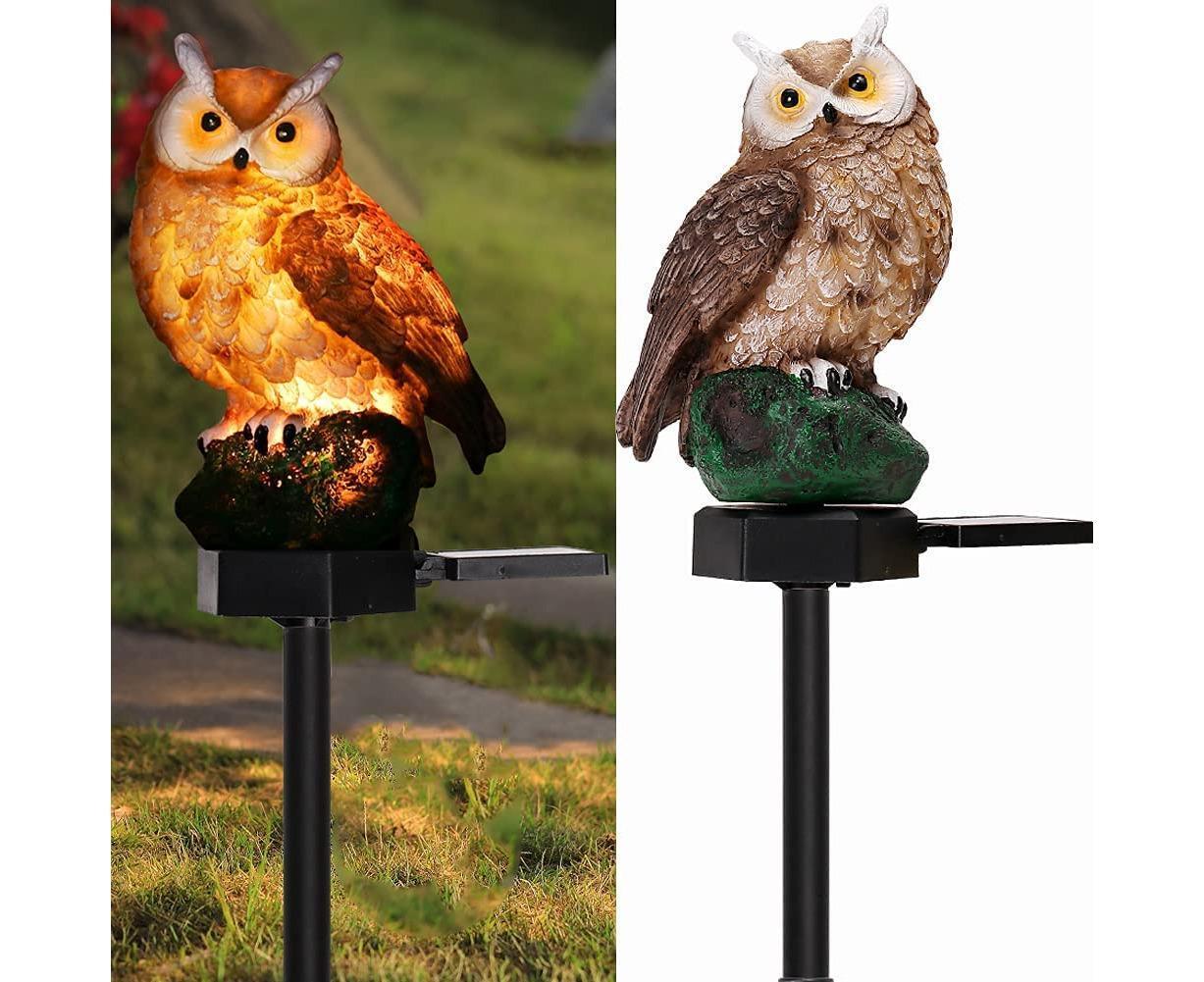 Garden Solar Lights Outdoor Decor- Resin Owl Solar LED Garden Lights-Waterproof, Energy Saving- Owl Shape with Stake for Garden Lawn, Yard Art, Pathway - Image 1