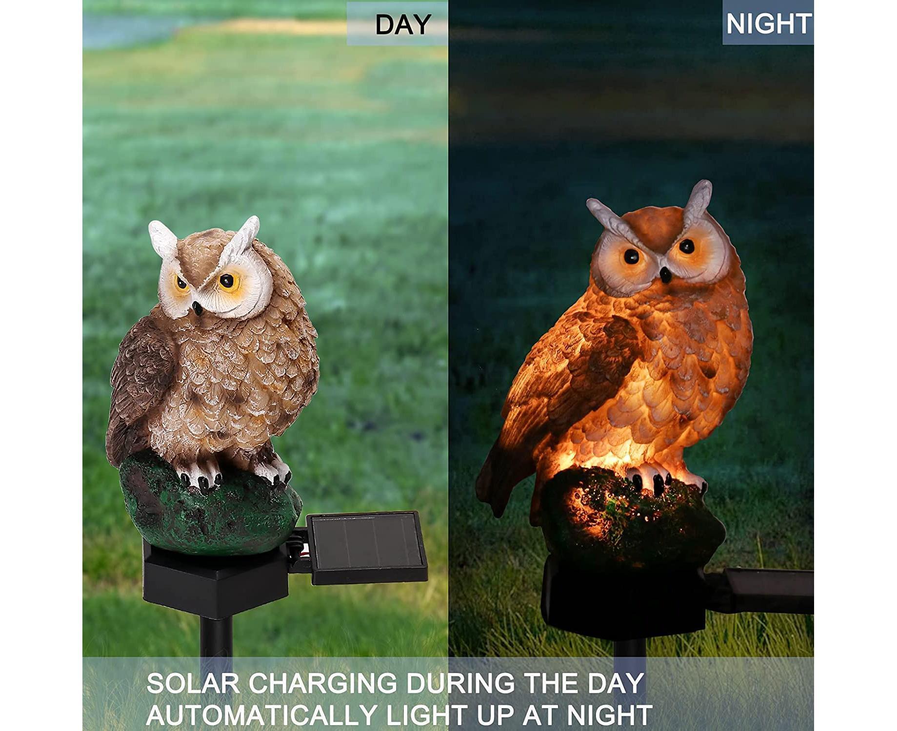 Garden Solar Lights Outdoor Decor- Resin Owl Solar LED Garden Lights-Waterproof, Energy Saving- Owl Shape with Stake for Garden Lawn, Yard Art, Pathway - Image 2