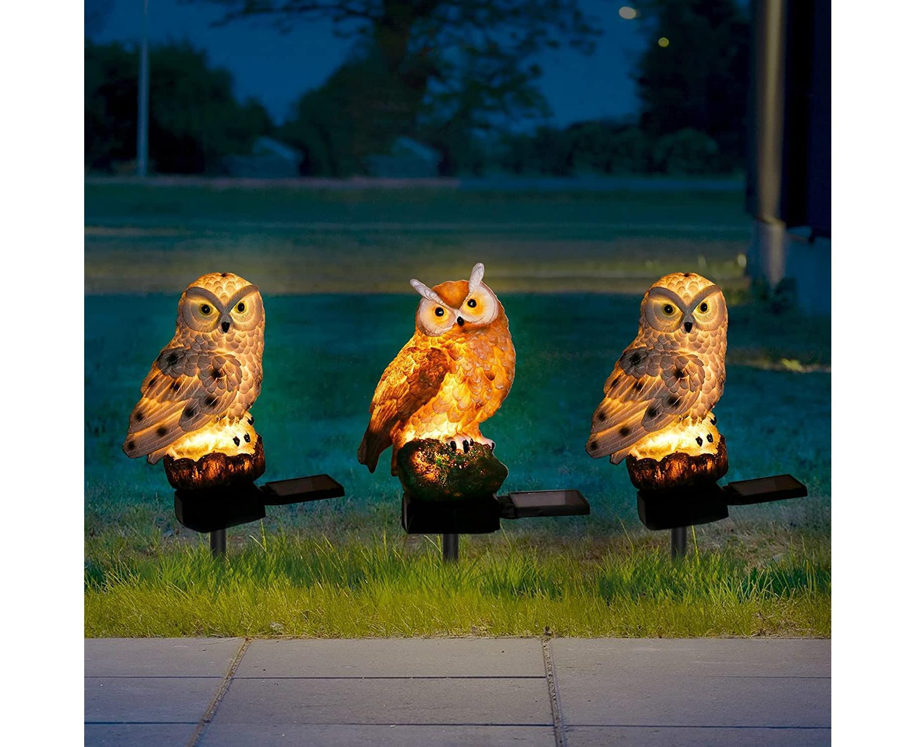 Garden Solar Lights Outdoor Decor- Resin Owl Solar LED Garden Lights-Waterproof, Energy Saving- Owl Shape with Stake for Garden Lawn, Yard Art, Pathway - Image 4