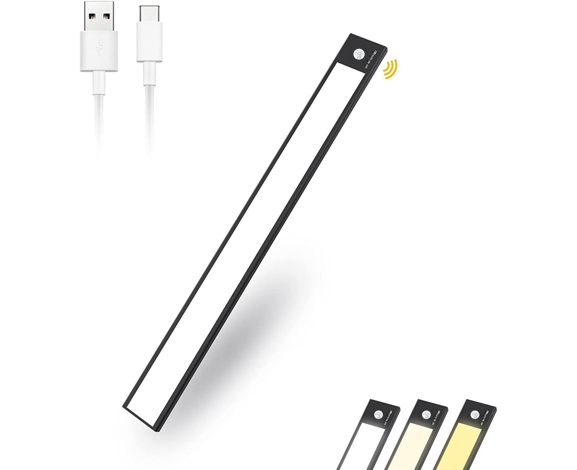 LED Closet Light with Motion Sensor, 12 Inch Dimmable Rechargeable LED Under Kitchen Cabinet Light - Image 1